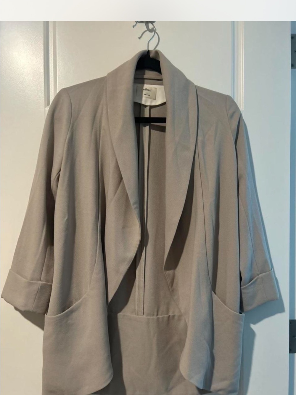Wilfred Taupe Open-Front Draped Blazer